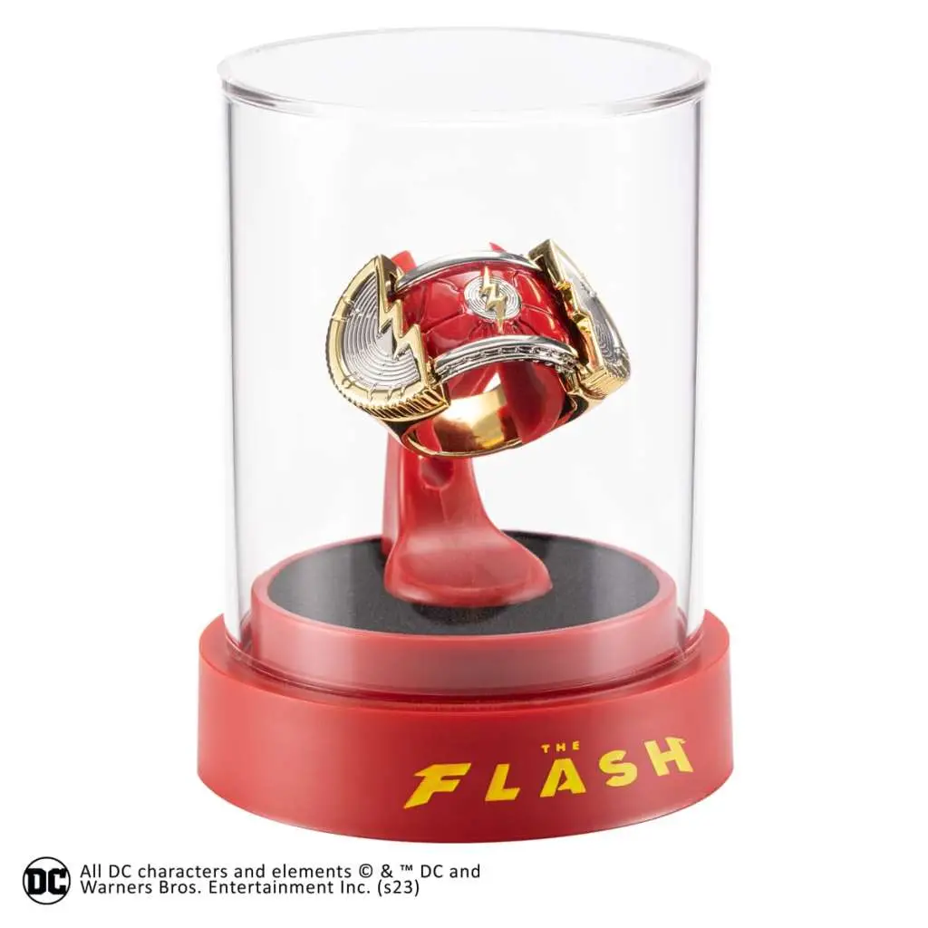 dc flash movie prop replica ring with display