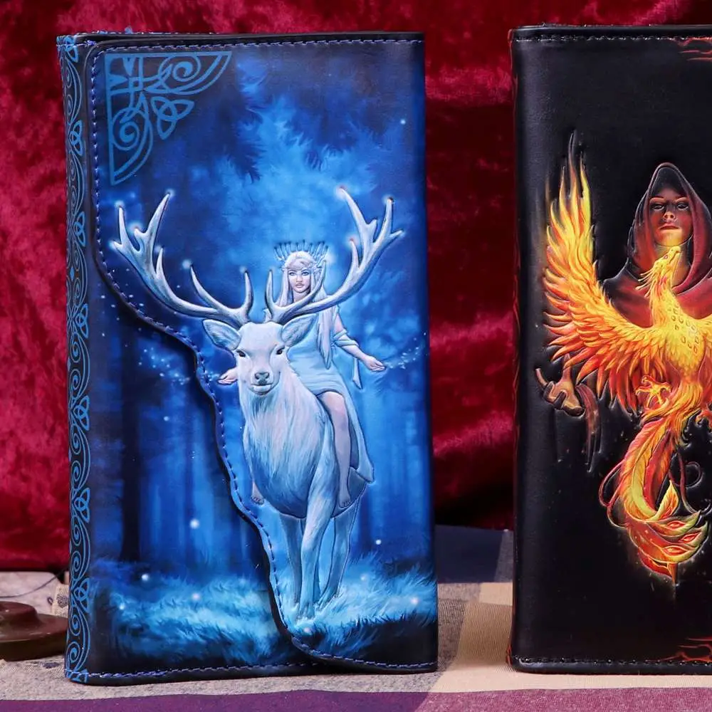 anne stokes fantasy forest elven queen and stag embossed wallet