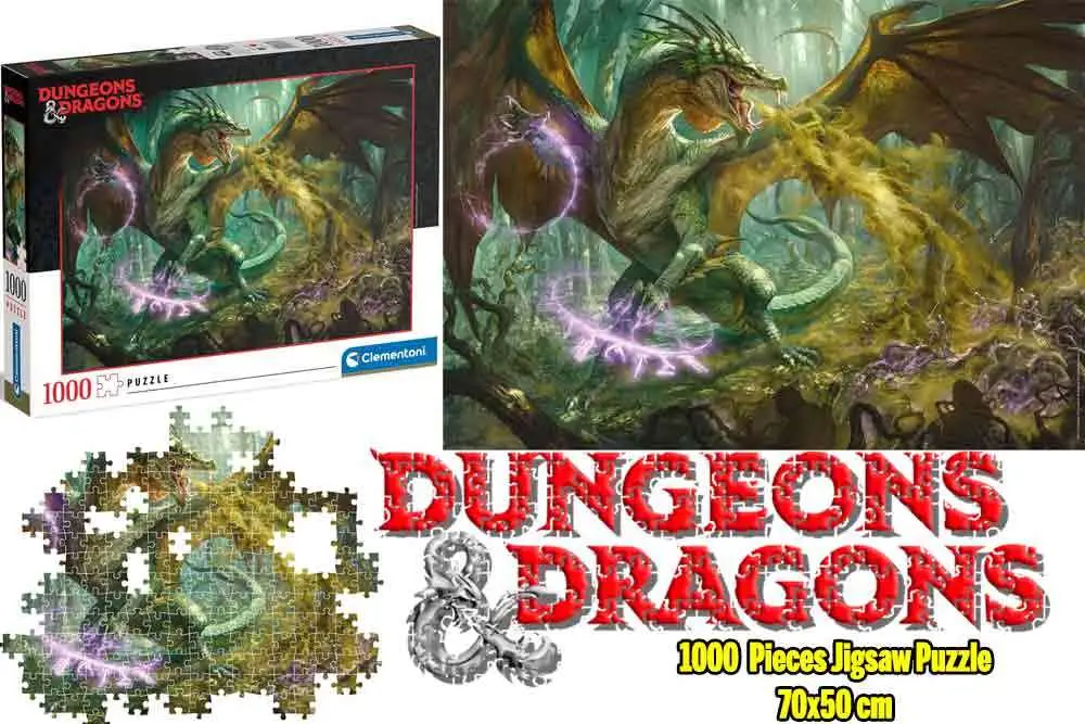 dungeons & dragons puzzle collection - the hunt for the green dragon - jigsaw puzzle 1000 pcs