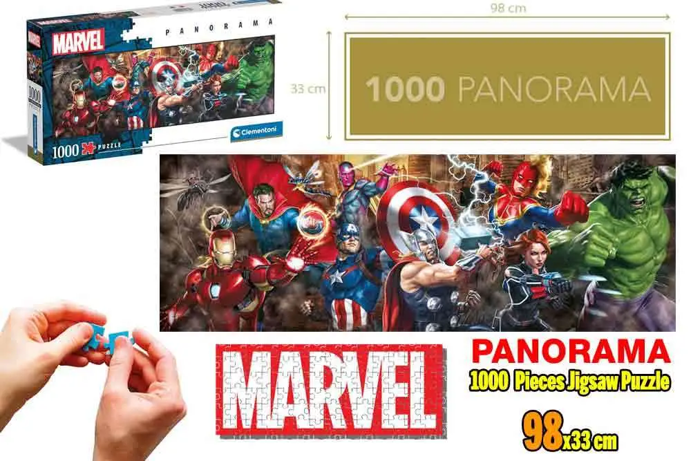 marvel avengers: line up - panorama jigsaw puzzle 1000 pcs