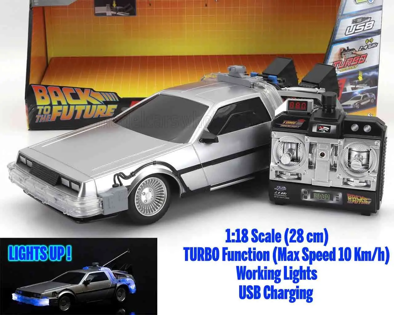 back to the future part 1: 1982 de lorean dmc time machine - 1:16 scale remote control