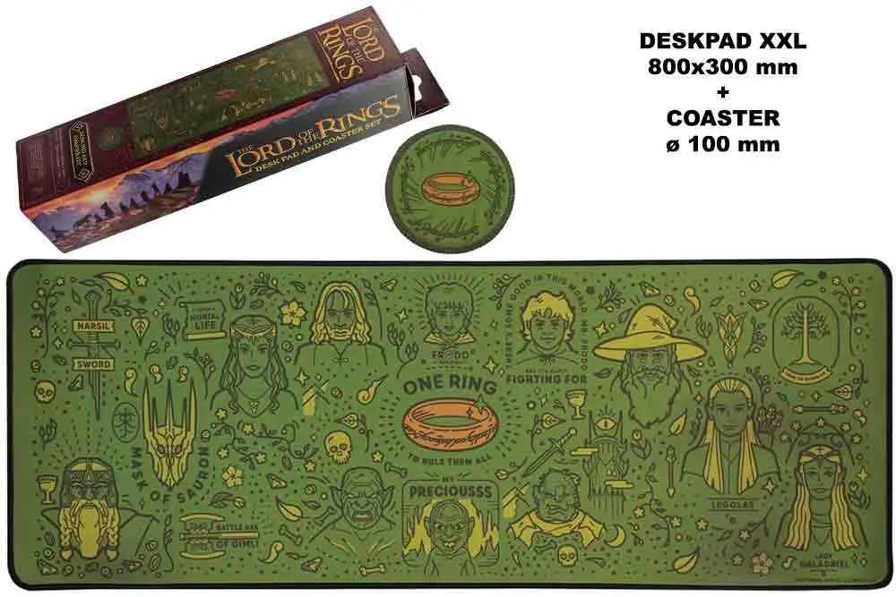 lord of the rings - xl desk pad & coaster set