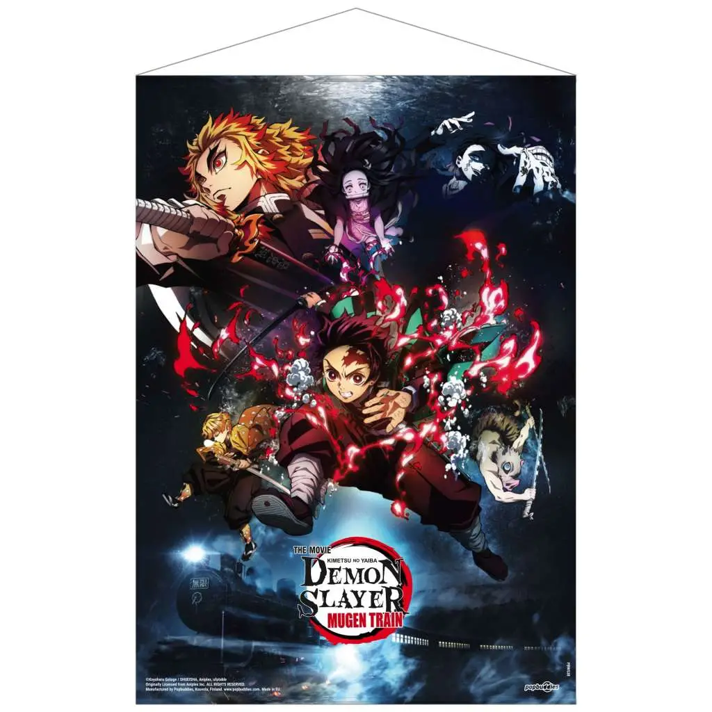 demon slayer mugen train key visual fabric wall scroll