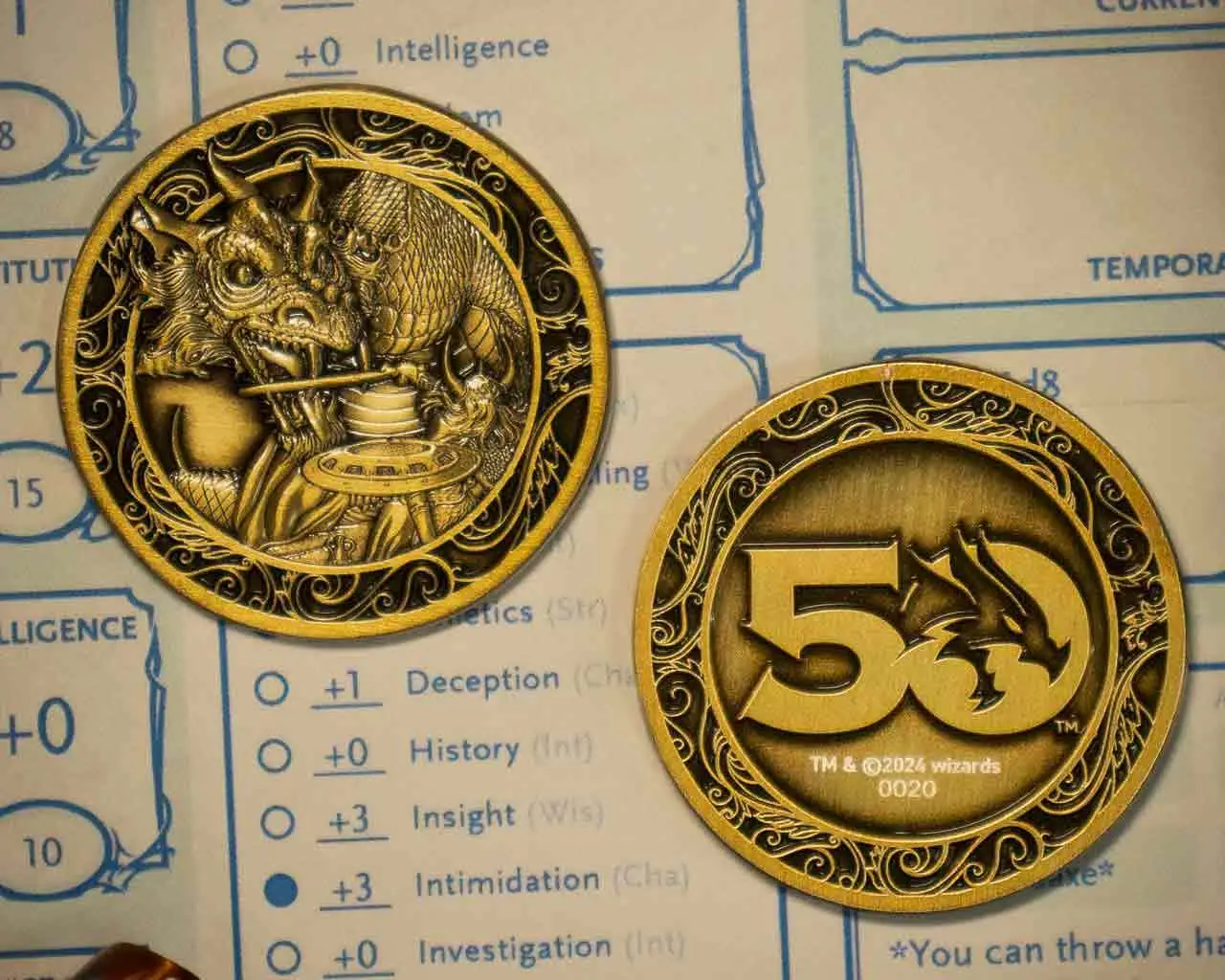 dungeons & dragons - 50th anniversary antique gold coin