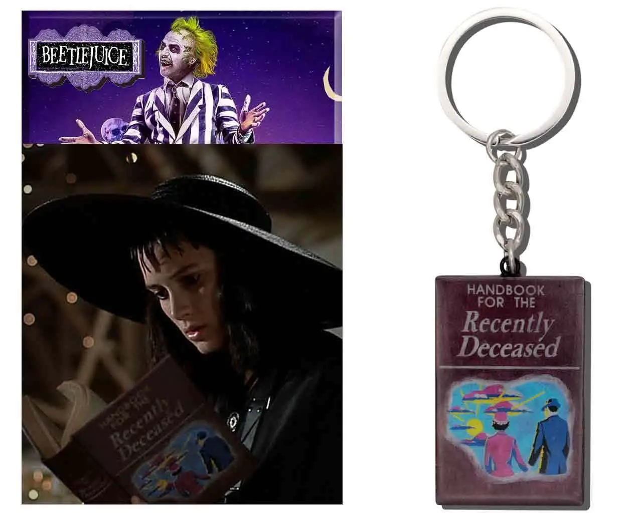 beetlejuice - handbook of the recently deceased -  metal keyring