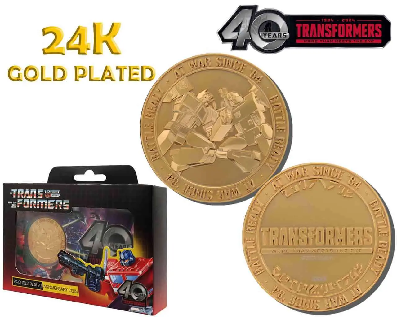 transformers - 40th anniversary - 24k gold plated coin