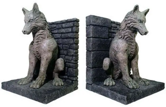 game of thrones dire wolf bookends