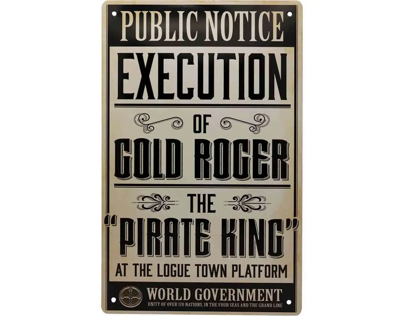 one piece - set of 3 tin signs