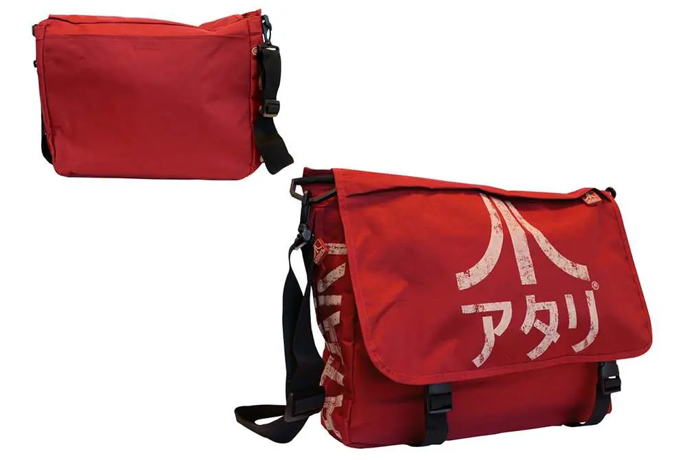 atari japan logo dark red messenger bag