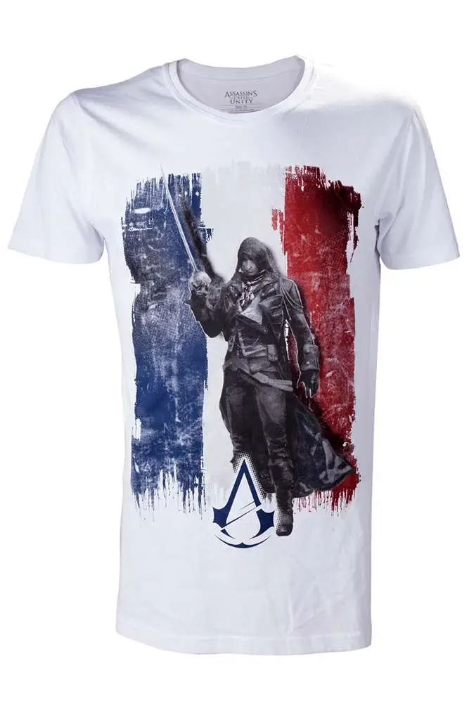t/s assassin creed arno frnch flag white - xl
