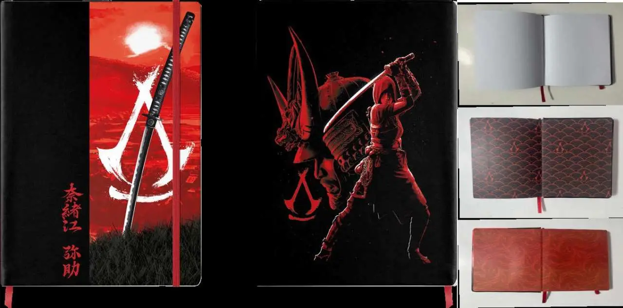 assassins creed shadows notebook katana sun
