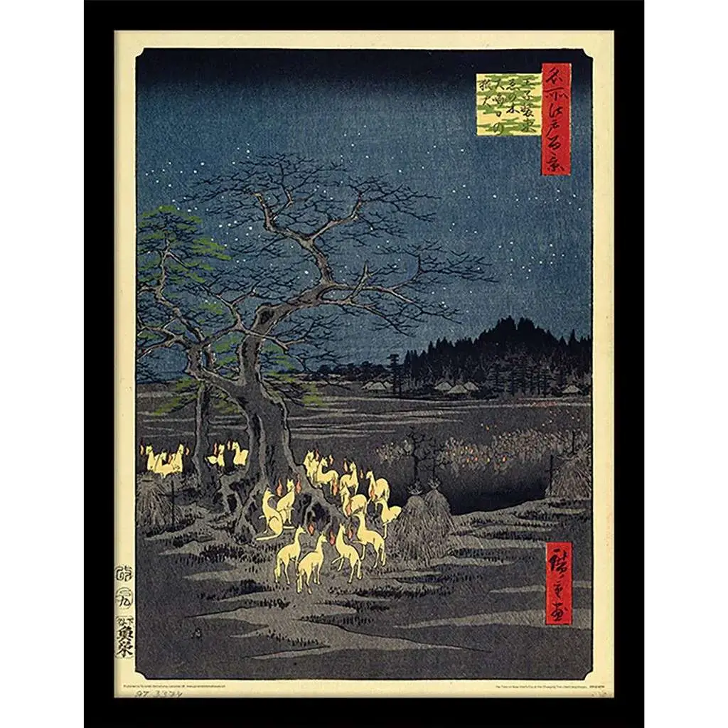 hiroshige fox fires on new year's eve at the changing tree in oji collector print framed