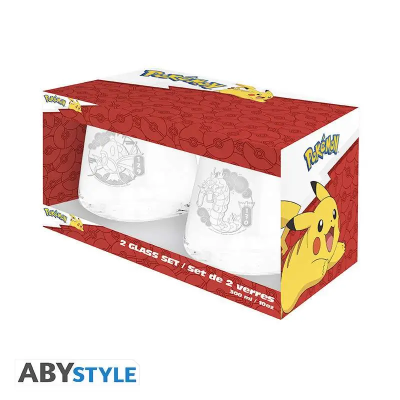 pokemon magikarp & gyarados glass set (2)