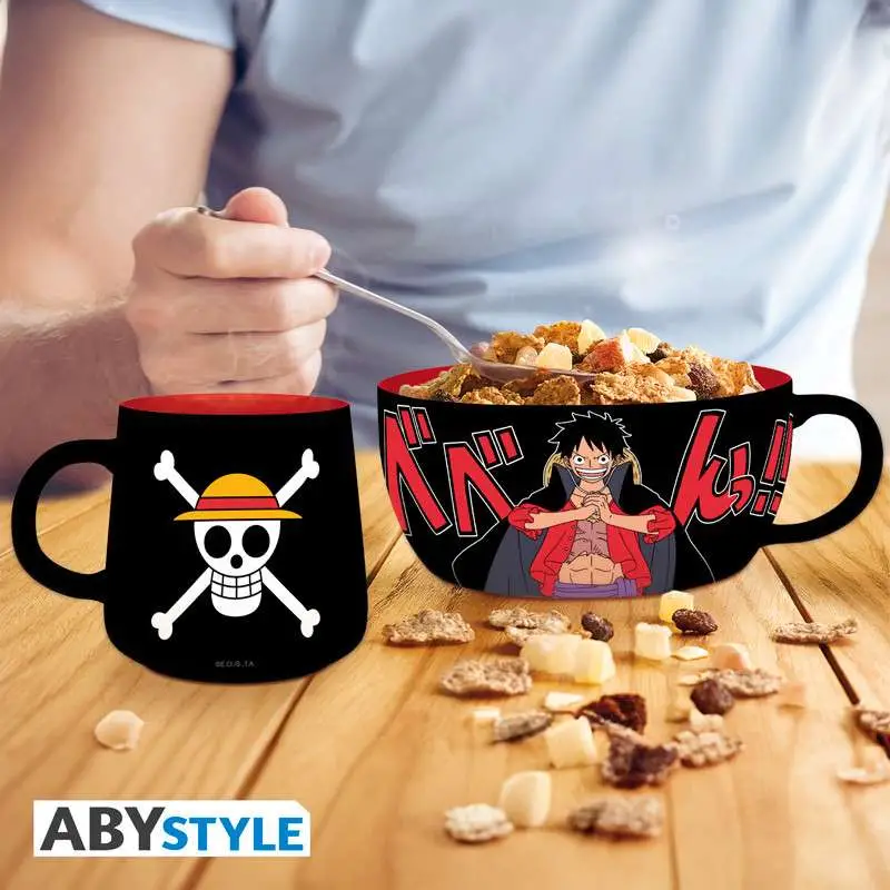 one piece luffy breakfast set mug & bowl