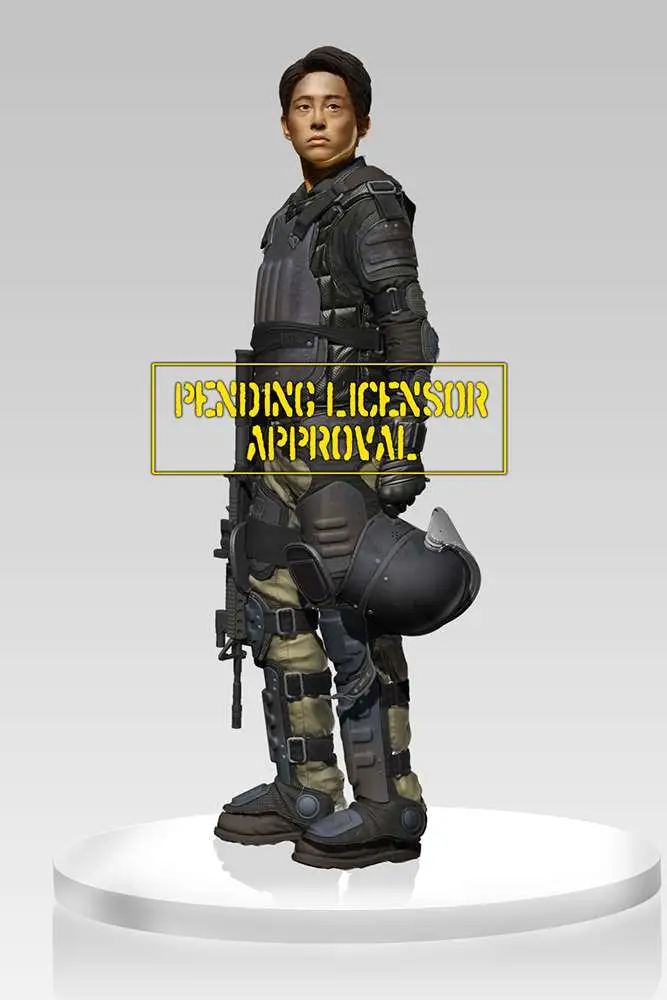 walking dead glen in riot gear statue