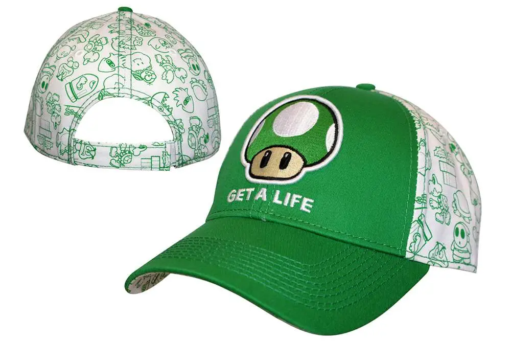 nintendo mushroom white green adj cap