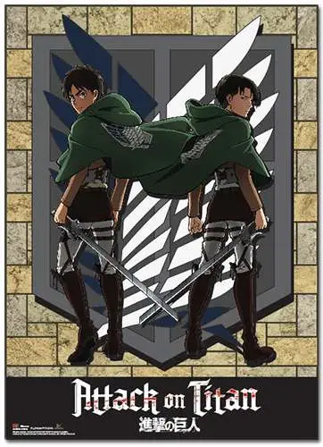 attack on titan eren/levi wallscroll