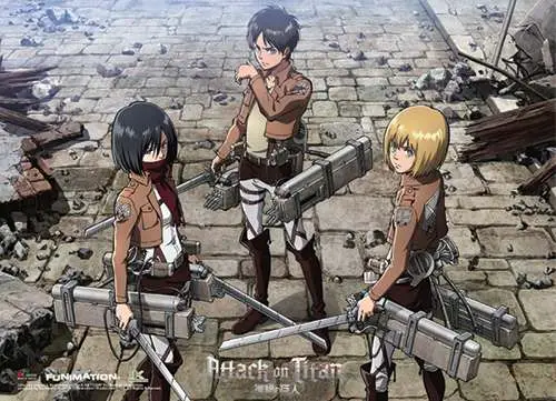 attack on titan eren/mikasa/armin wallsc