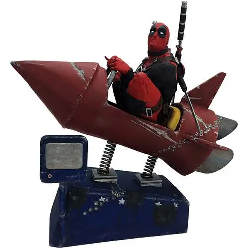 deadpool rocket ride motion statue
