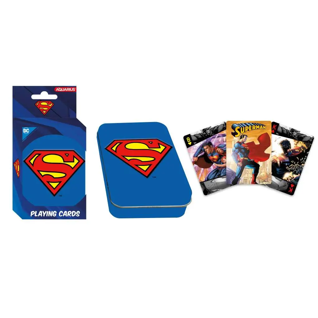 dc comics superman playing cards (embossed tin gift box packaging)