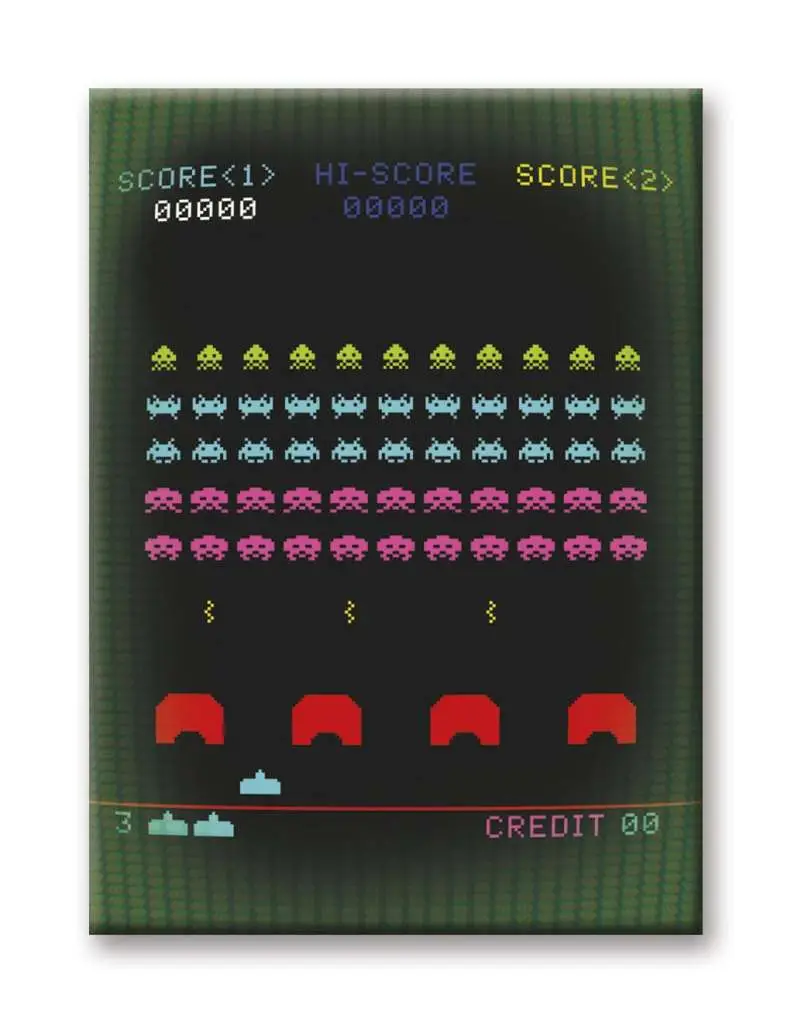 space invaders arcade screen flat magnet