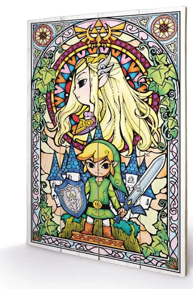 legend of zelda stained glass wood print