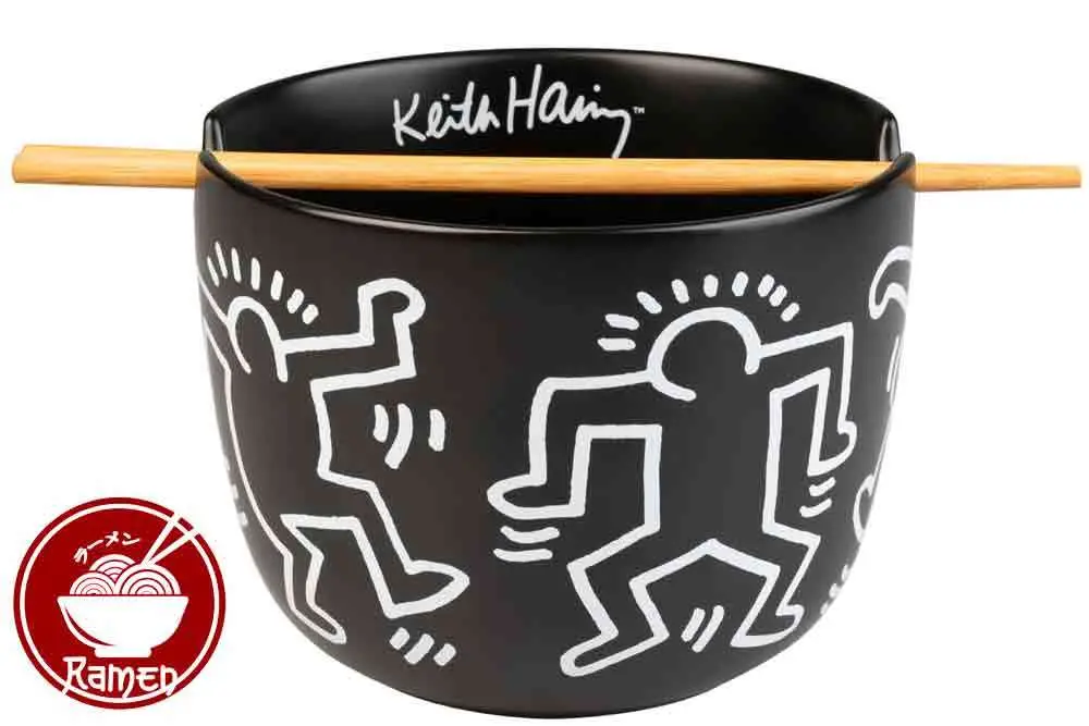 keith haring ramen bowl with chopstick