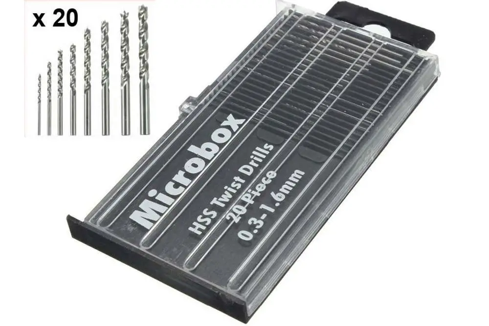 microbox drill bits set (20) 0.3-1.6mm