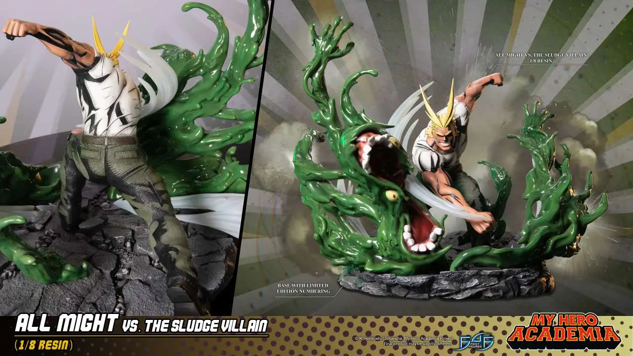 mt hero academia all might vs the sludge villain resin statue