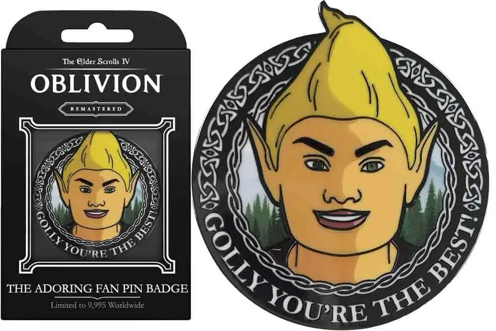 the elder scrolls iv - oblivion -  adoring fan pin badge