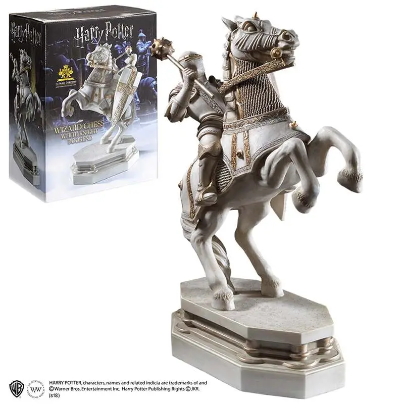 hp wizard chess knight white bookend