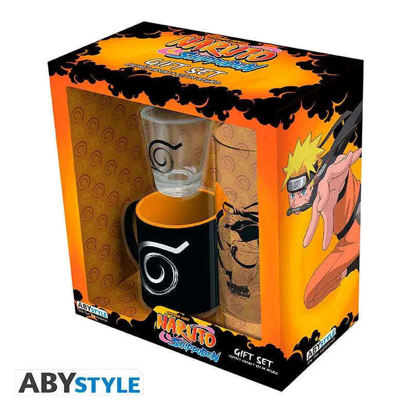 naruto shippuden glass espresso mug gift set 3x