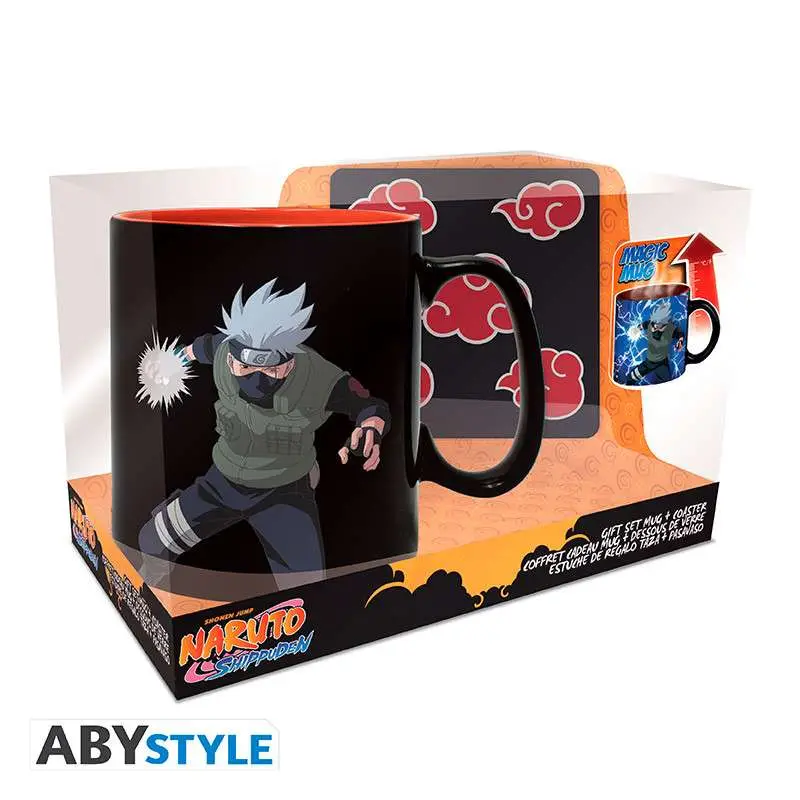 naruto shippuden mug heat change coaster gift set